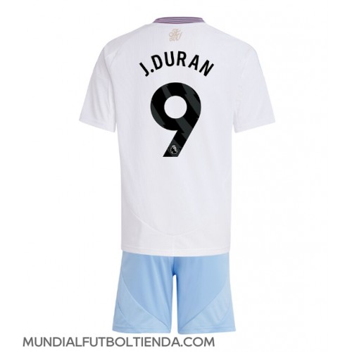 Camiseta Aston Villa Jhon Duran #9 Segunda Equipación Replica 2024-25 para niños mangas cortas (+ Pantalones cortos)